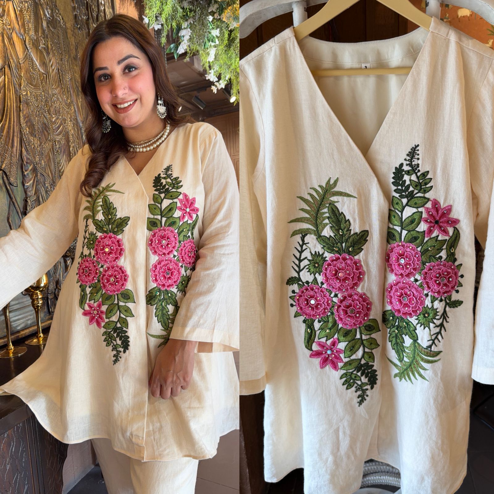 Ivory Floral Embroidered Co-ord Set