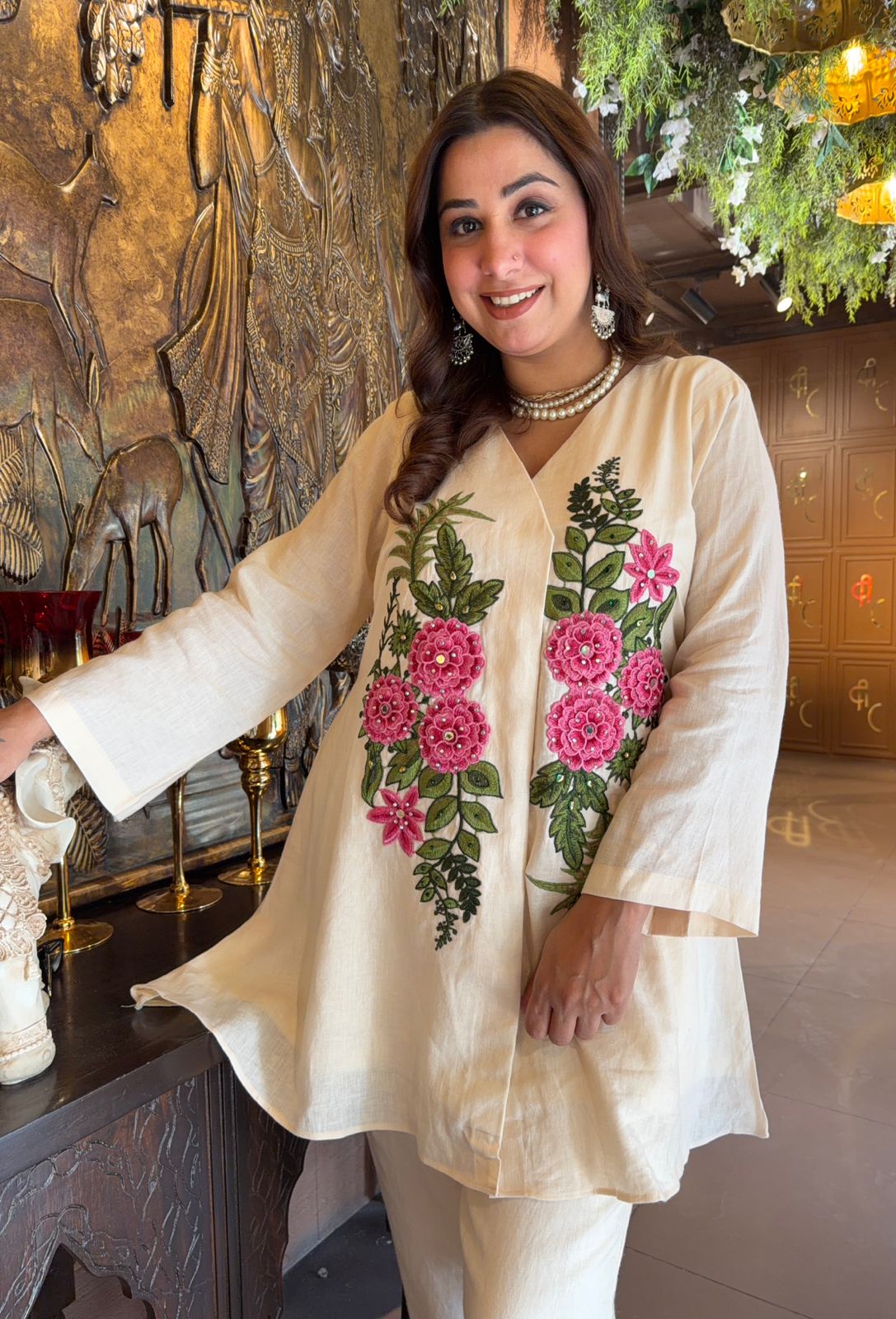 Ivory Floral Embroidered Co-ord Set