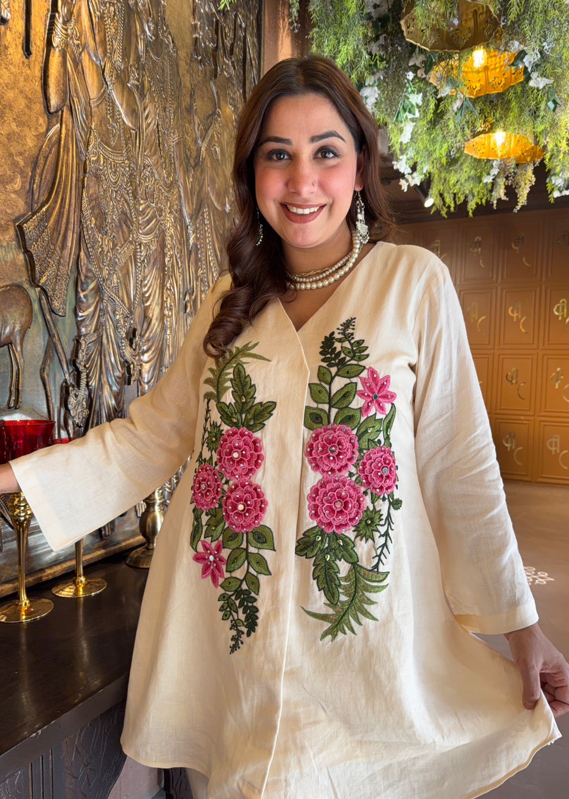 Ivory Floral Embroidered Co-ord Set
