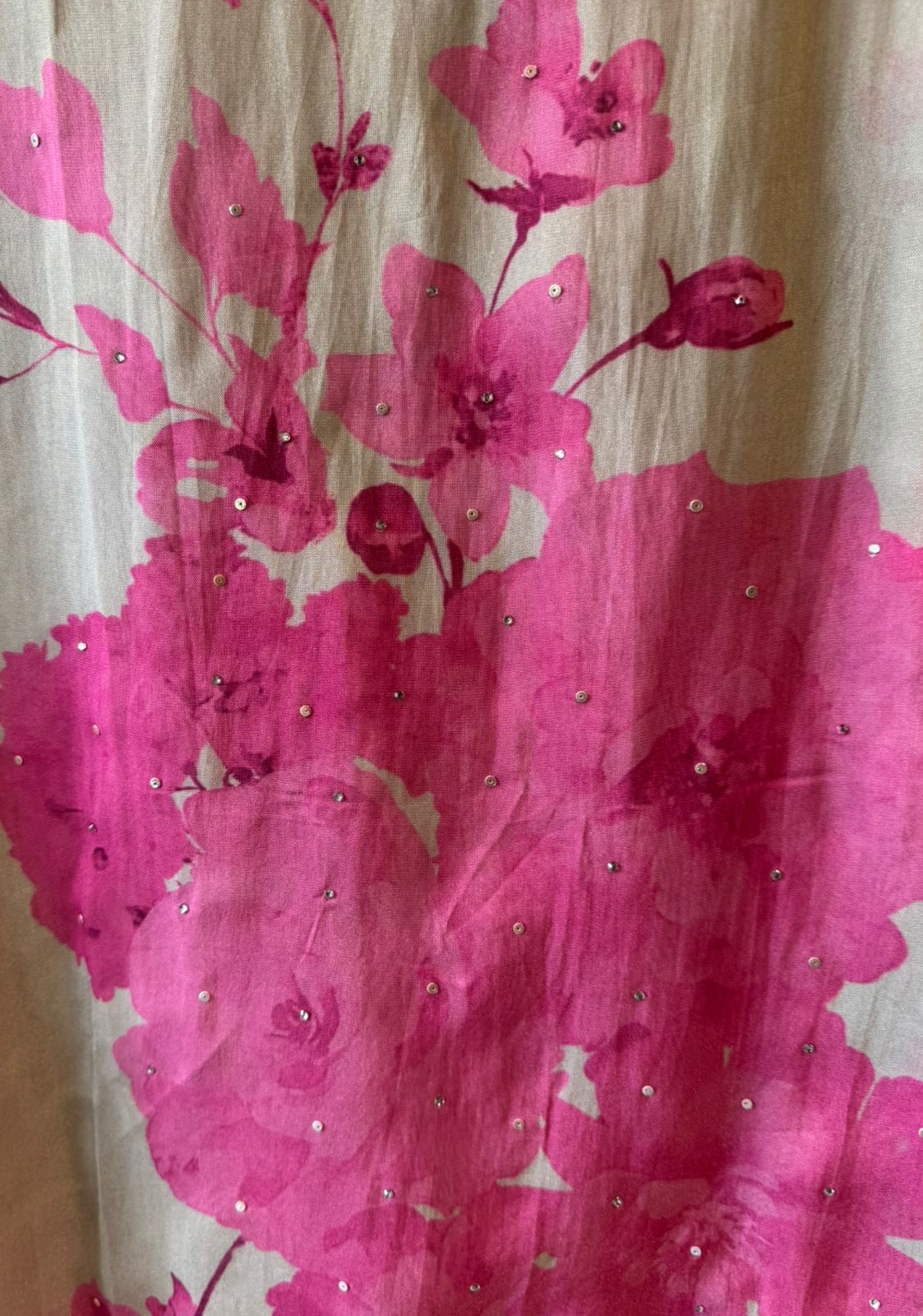 Pink Floral Printed Unstitched Suit Set