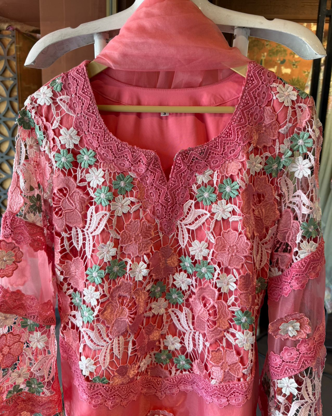Stitched cotton Crochet shirt
