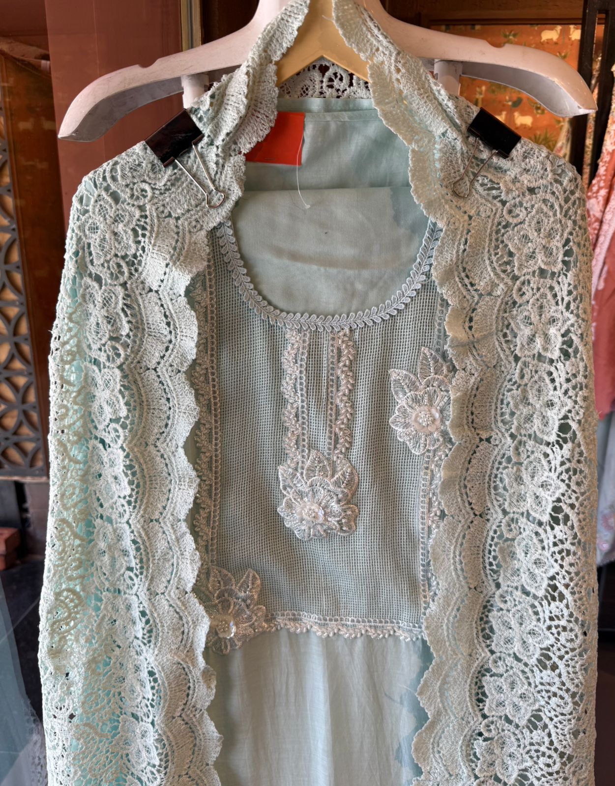 Elegant Pastel  Embroidered Suit