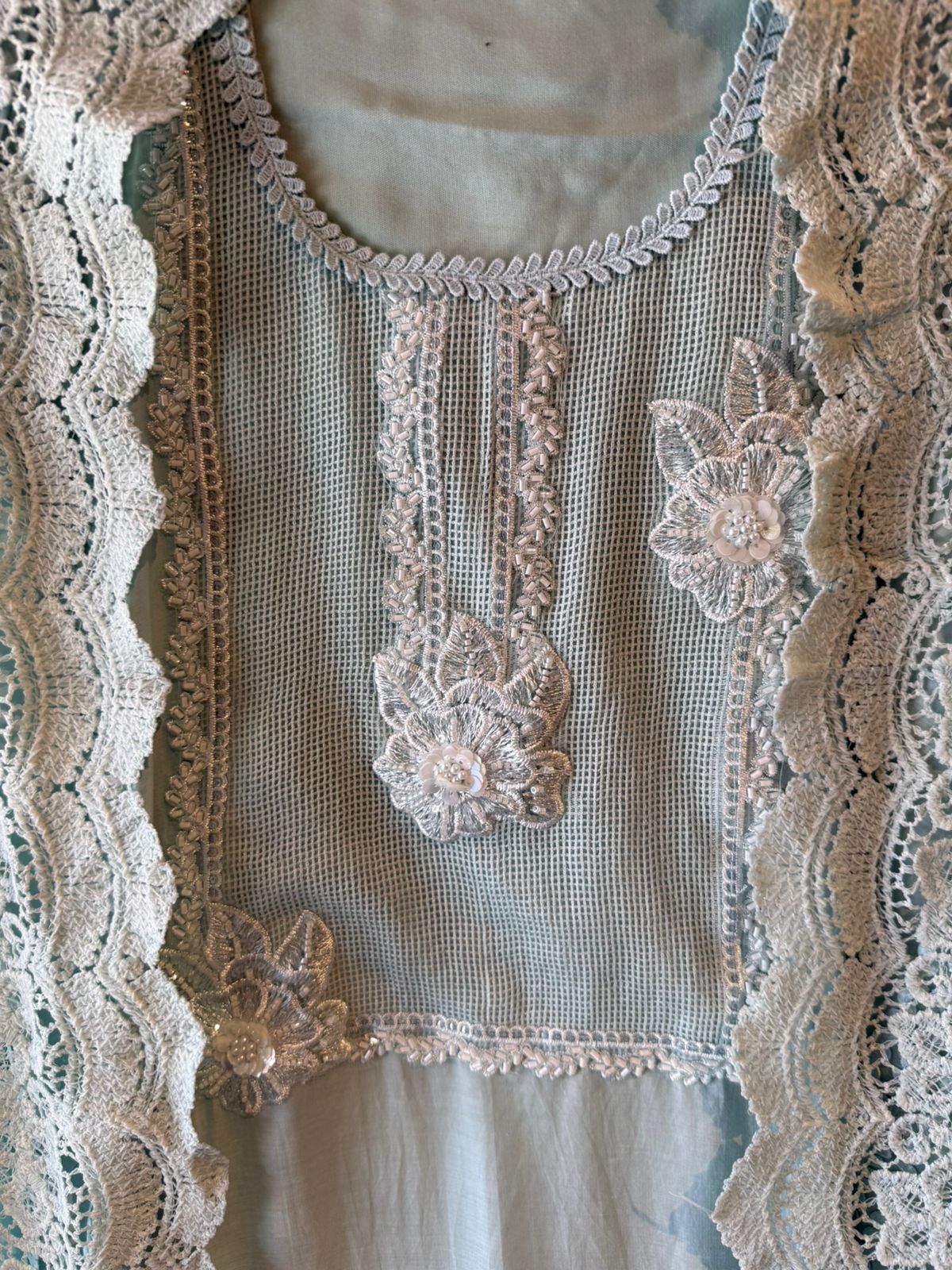 Elegant Pastel  Embroidered Suit