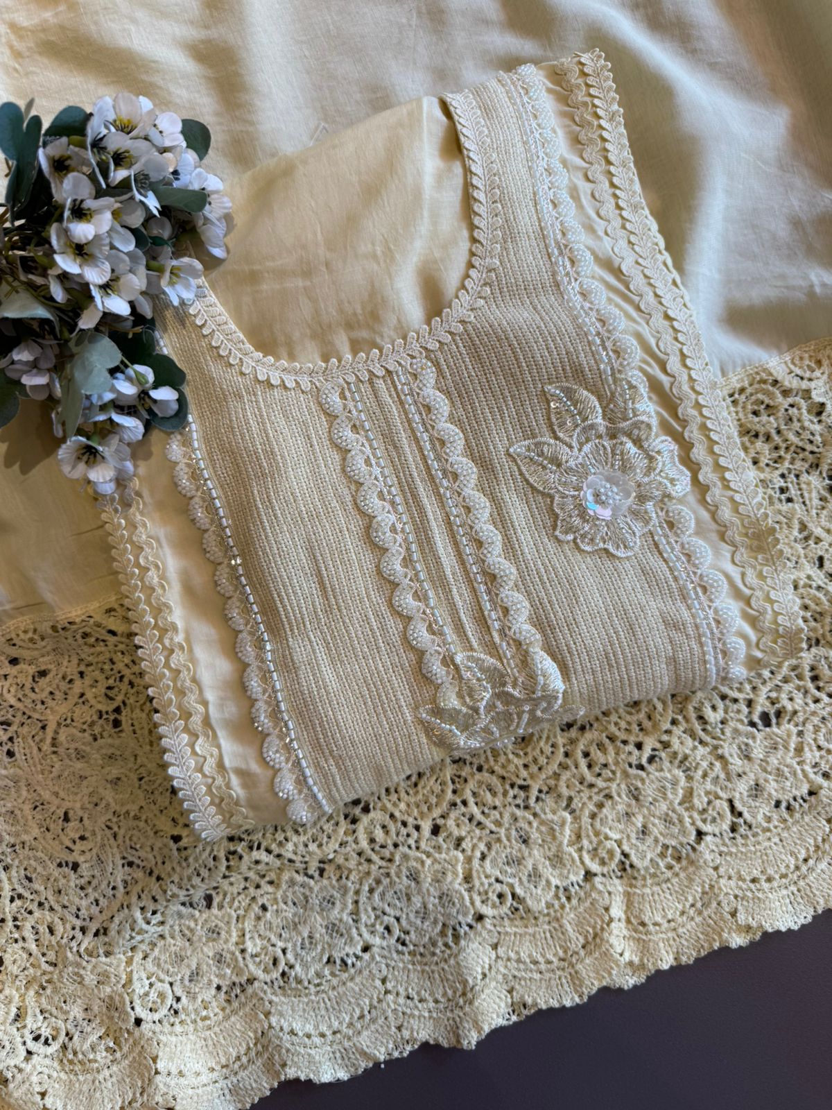 Elegant Pastel  Embroidered Suit