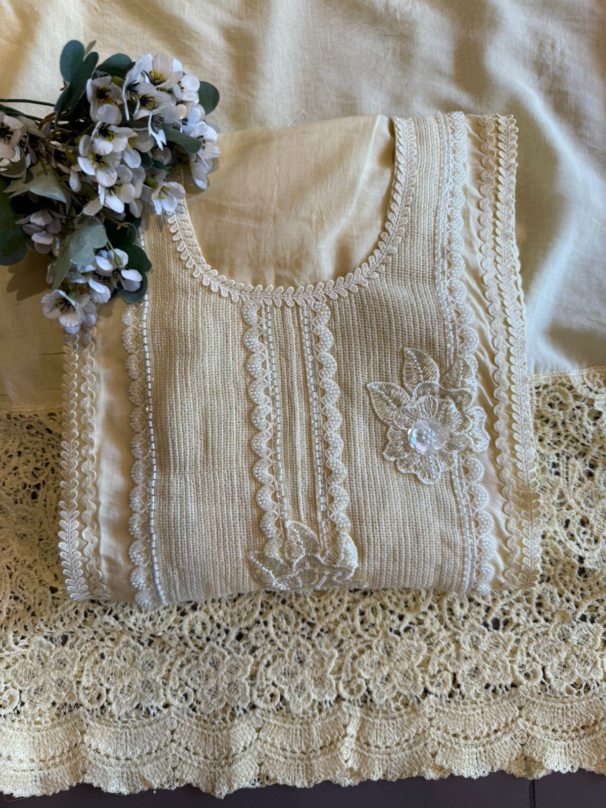 Elegant Pastel  Embroidered Suit