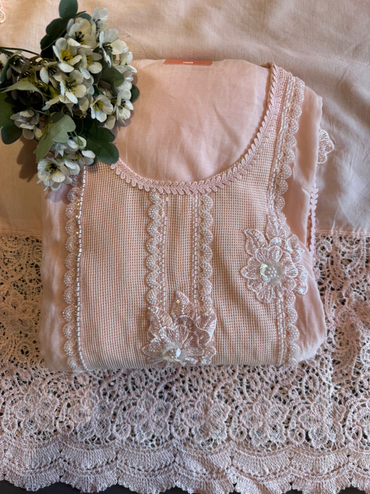 Elegant Pastel  Embroidered Suit