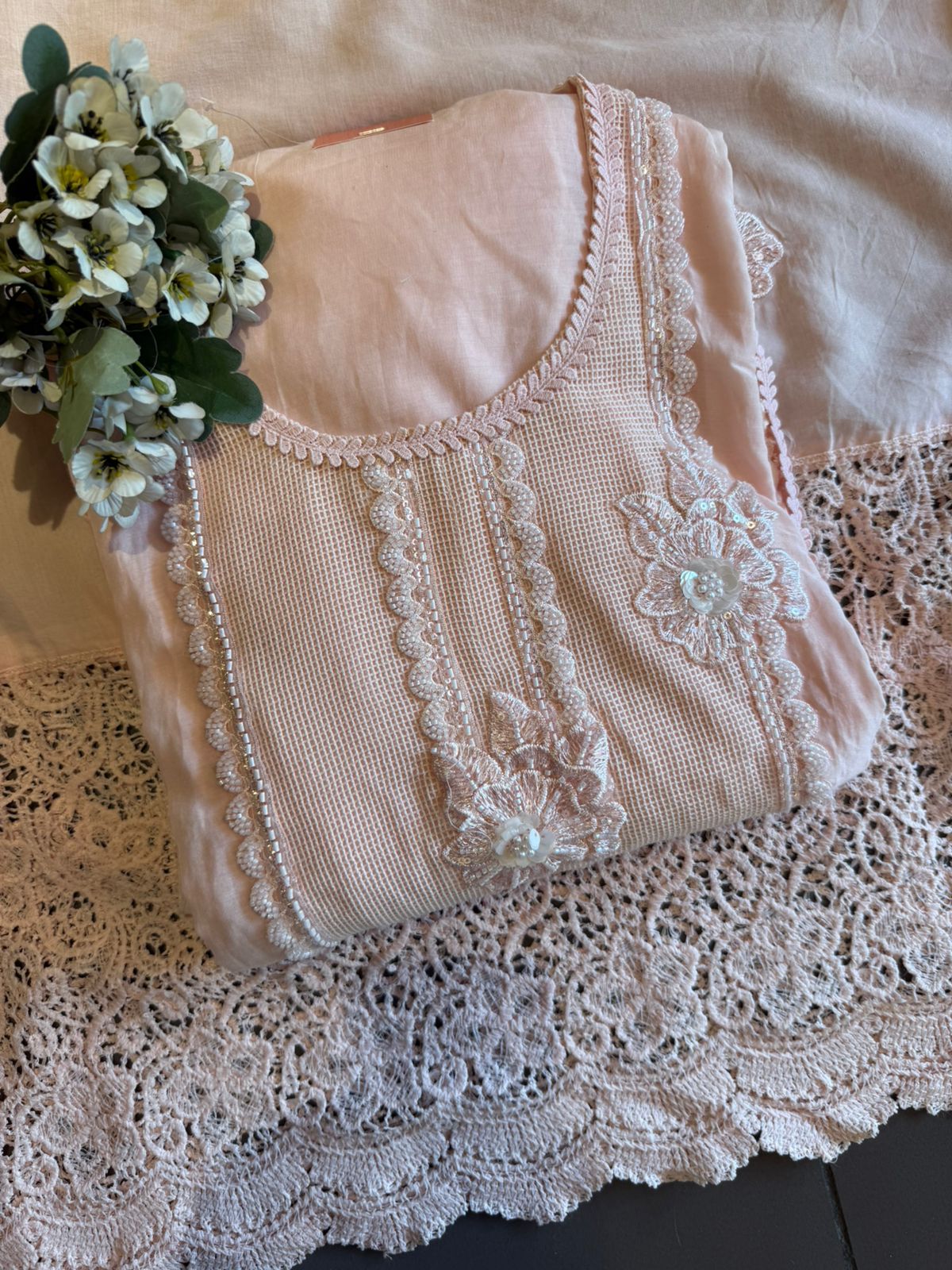 Elegant Pastel  Embroidered Suit