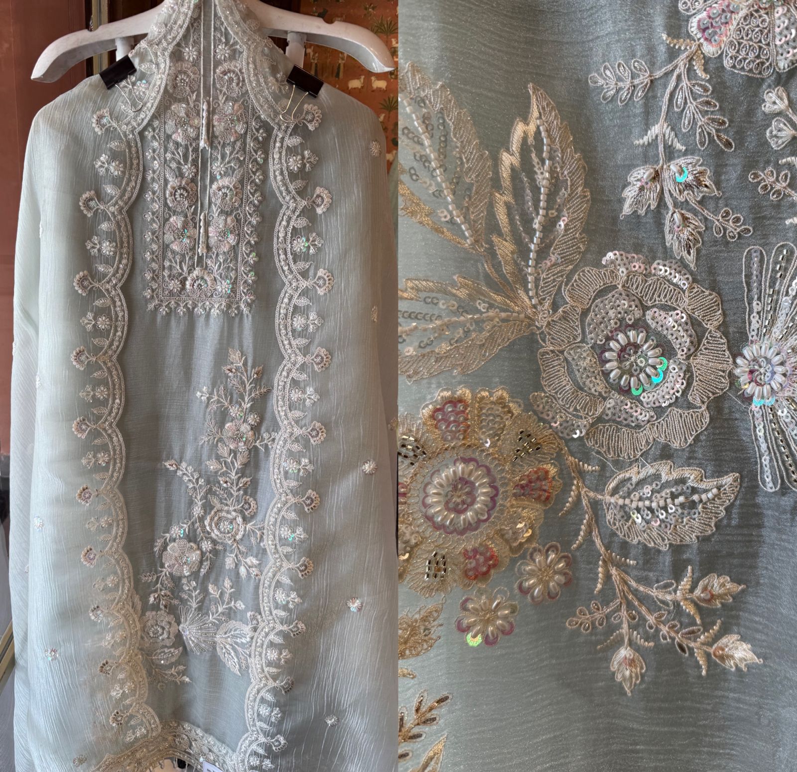 Crushed tissue Unstitched Shirt