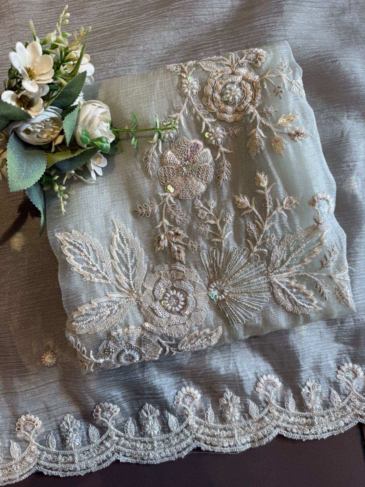 Crushed tissue Unstitched Shirt