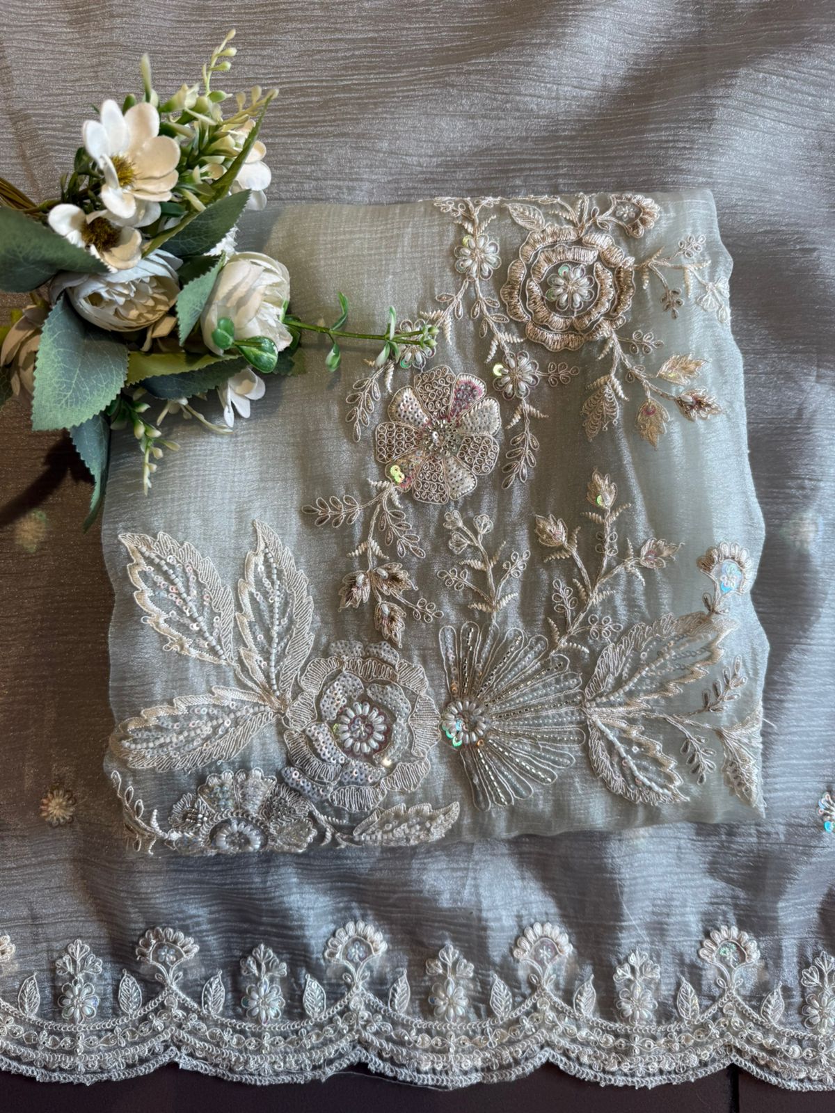 Crushed tissue Unstitched Shirt
