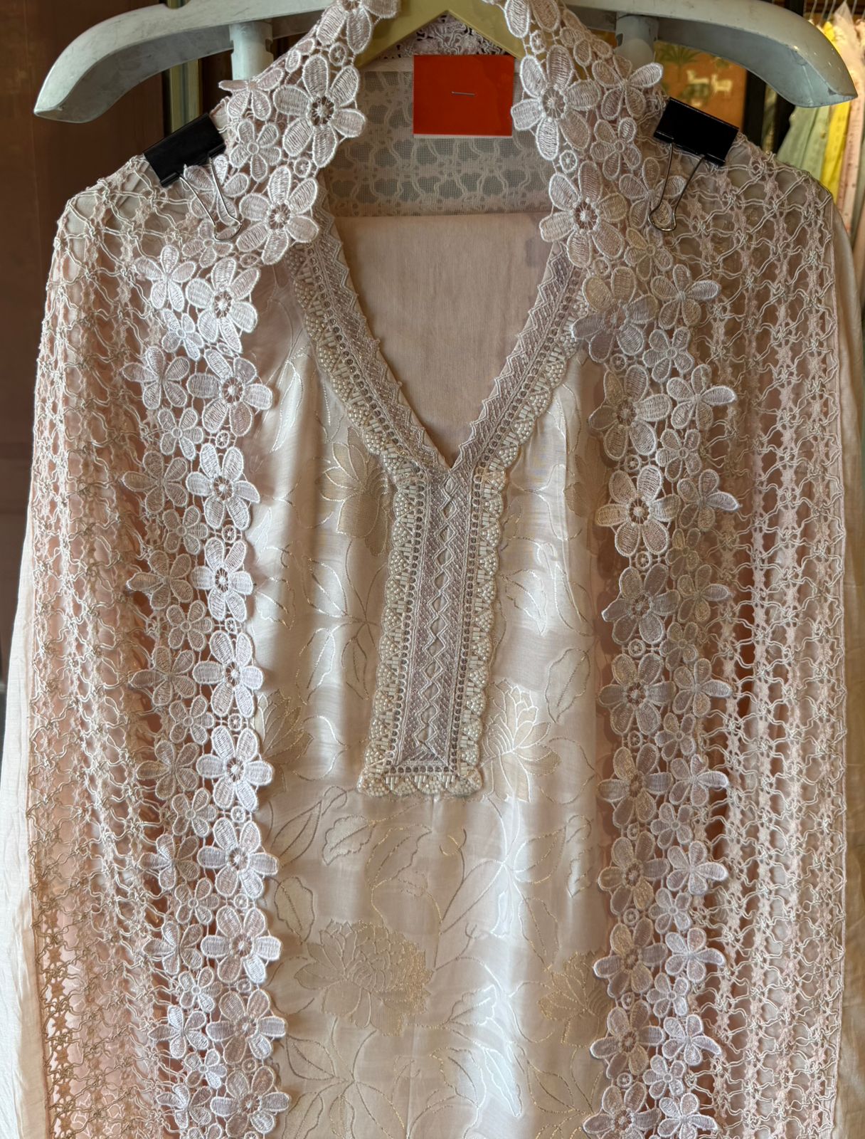 Floral Lace Elegant Unstitched Suit Set