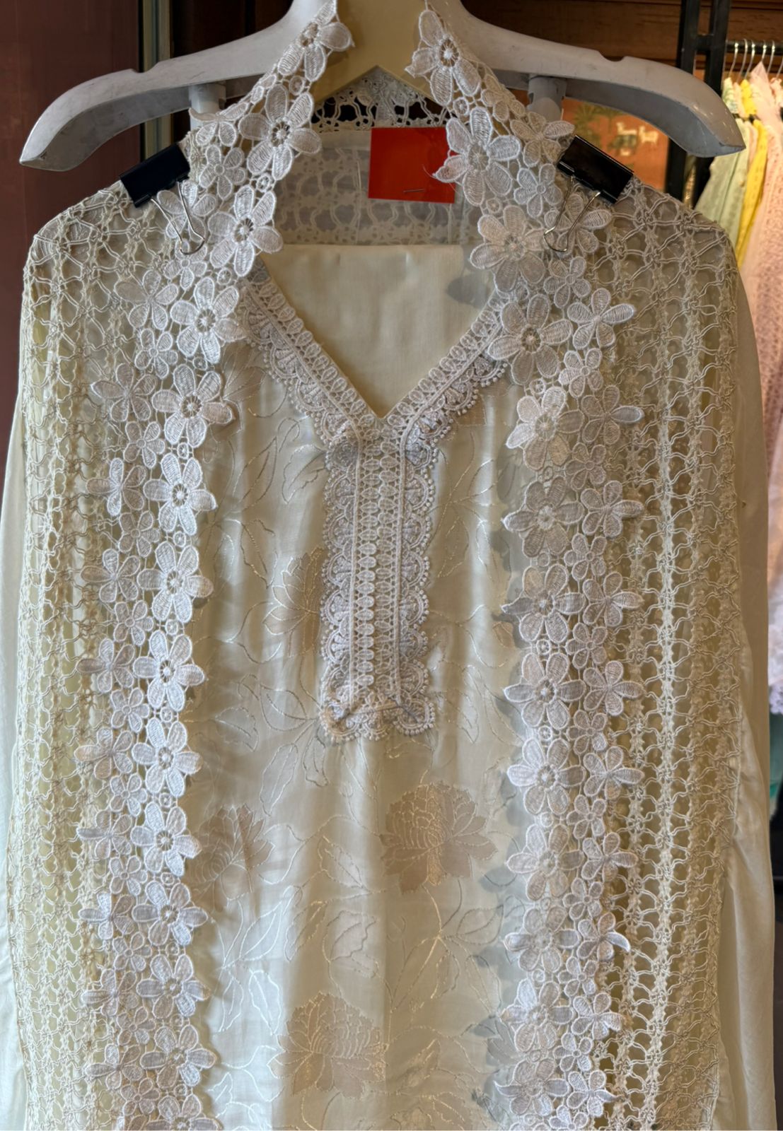 Floral Lace Elegant Unstitched Suit Set