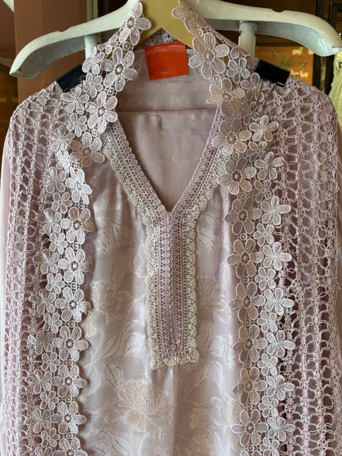 Floral Lace Elegant Unstitched Suit Set