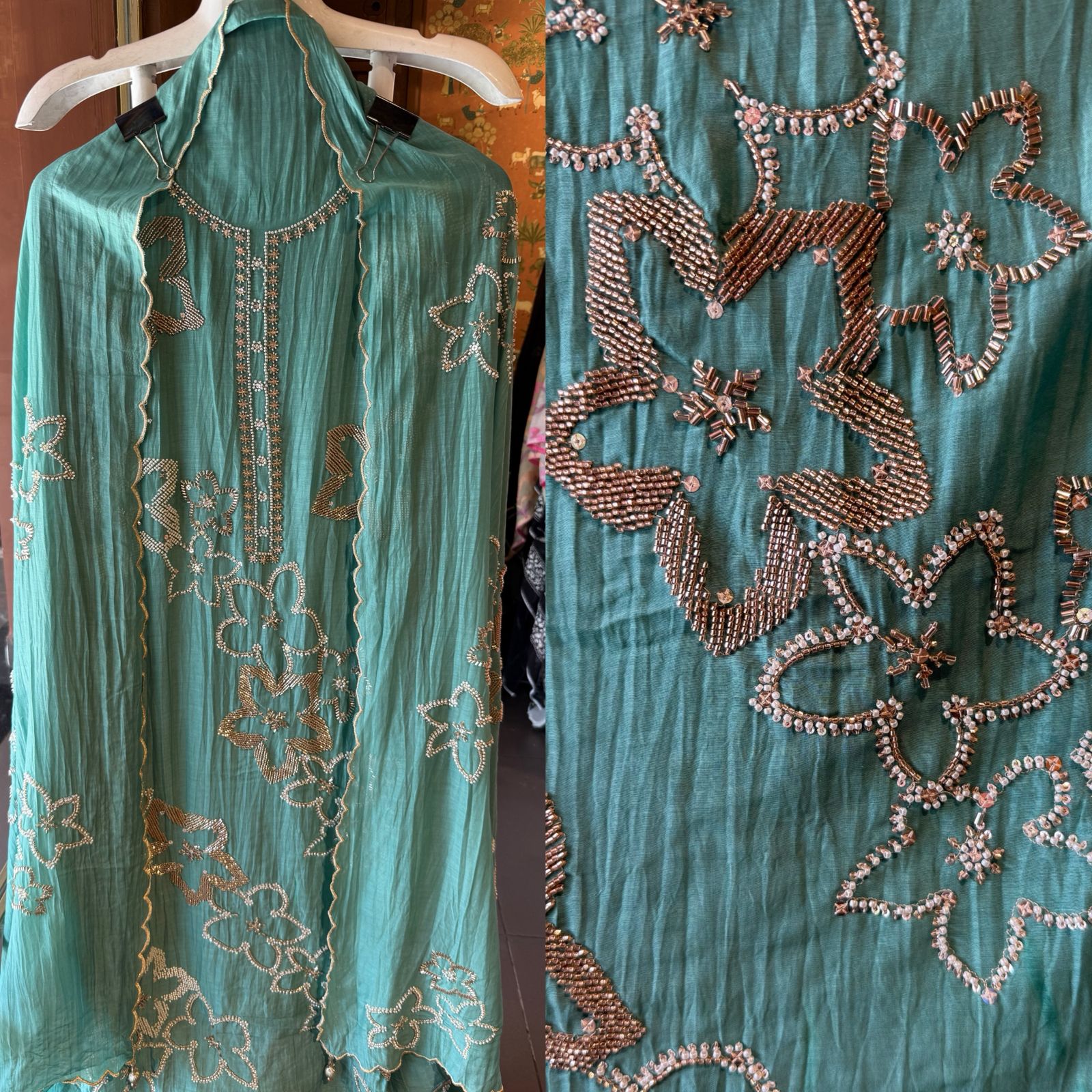 Lightweight crinkled Mul cotton unstitched suit