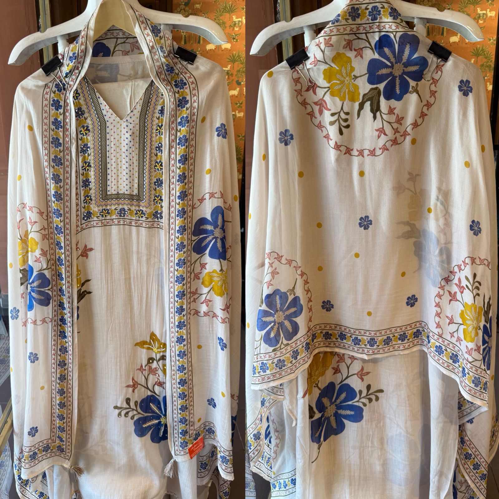 Delicate floral ivory kurta set