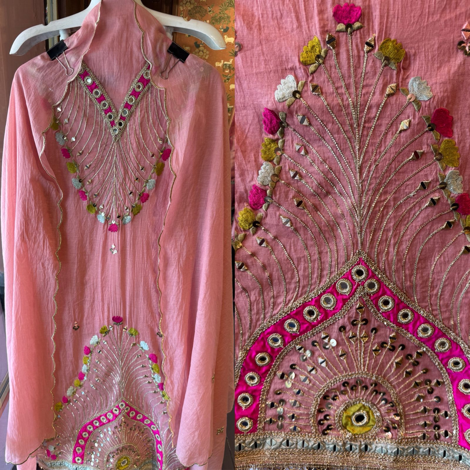 Lightweight flowy Mul cotton chanderi suit