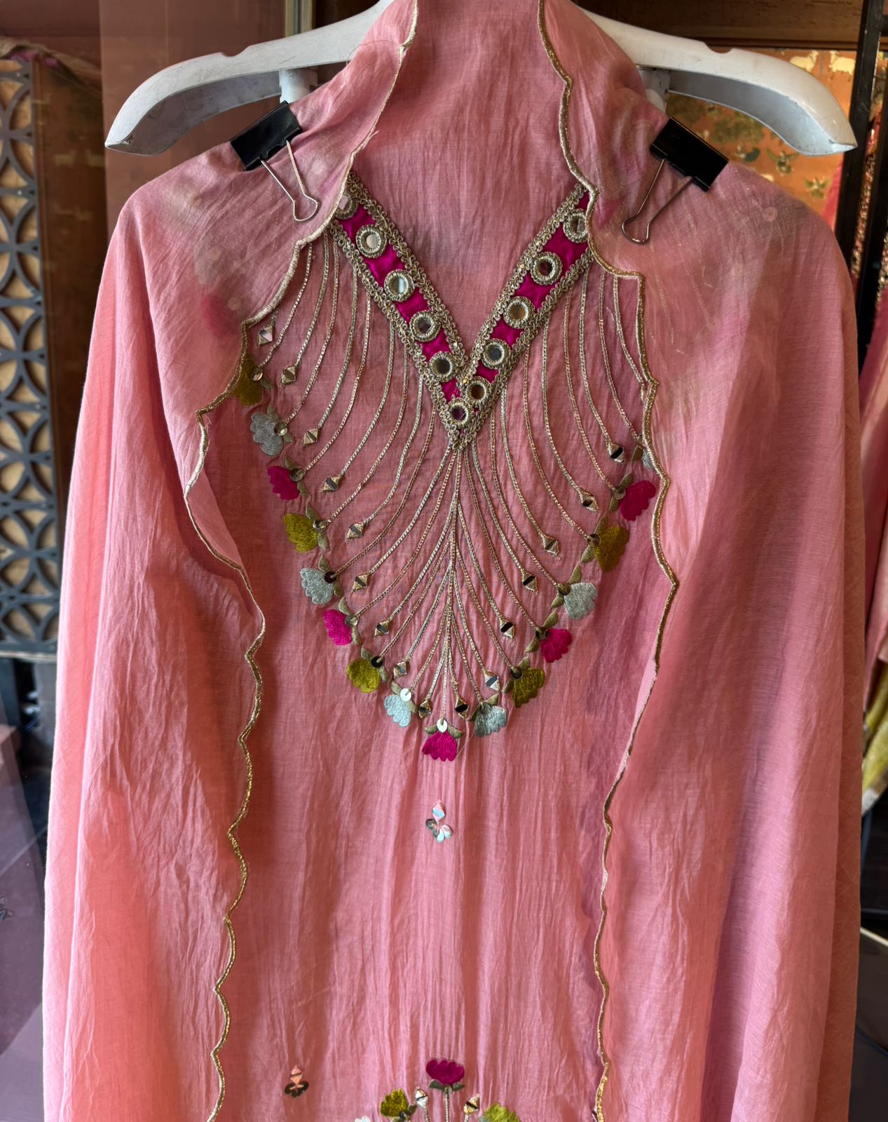 Lightweight flowy Mul cotton chanderi suit