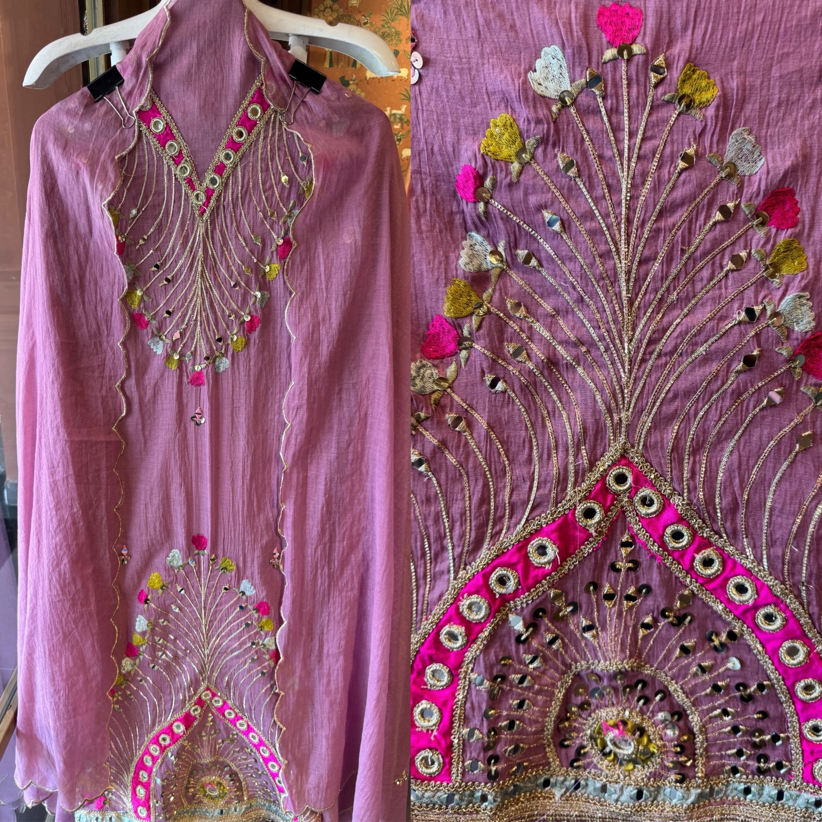Lightweight flowy Mul cotton chanderi suit