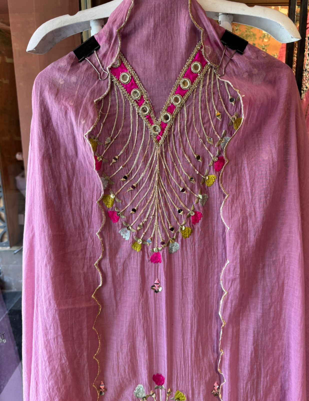 Lightweight flowy Mul cotton chanderi suit