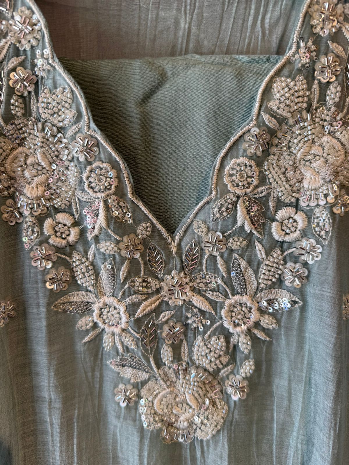Pakistani handwork pieces On pure Mul chanderi