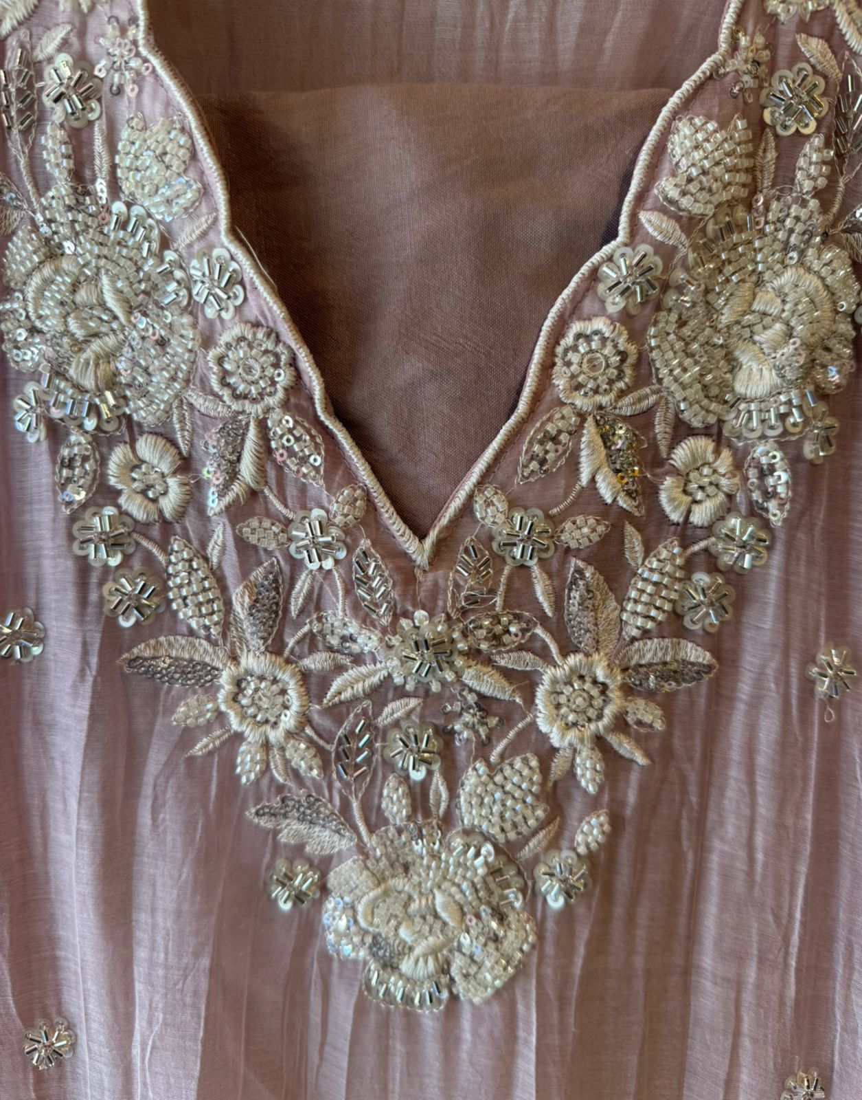Pakistani handwork pieces On pure Mul chanderi