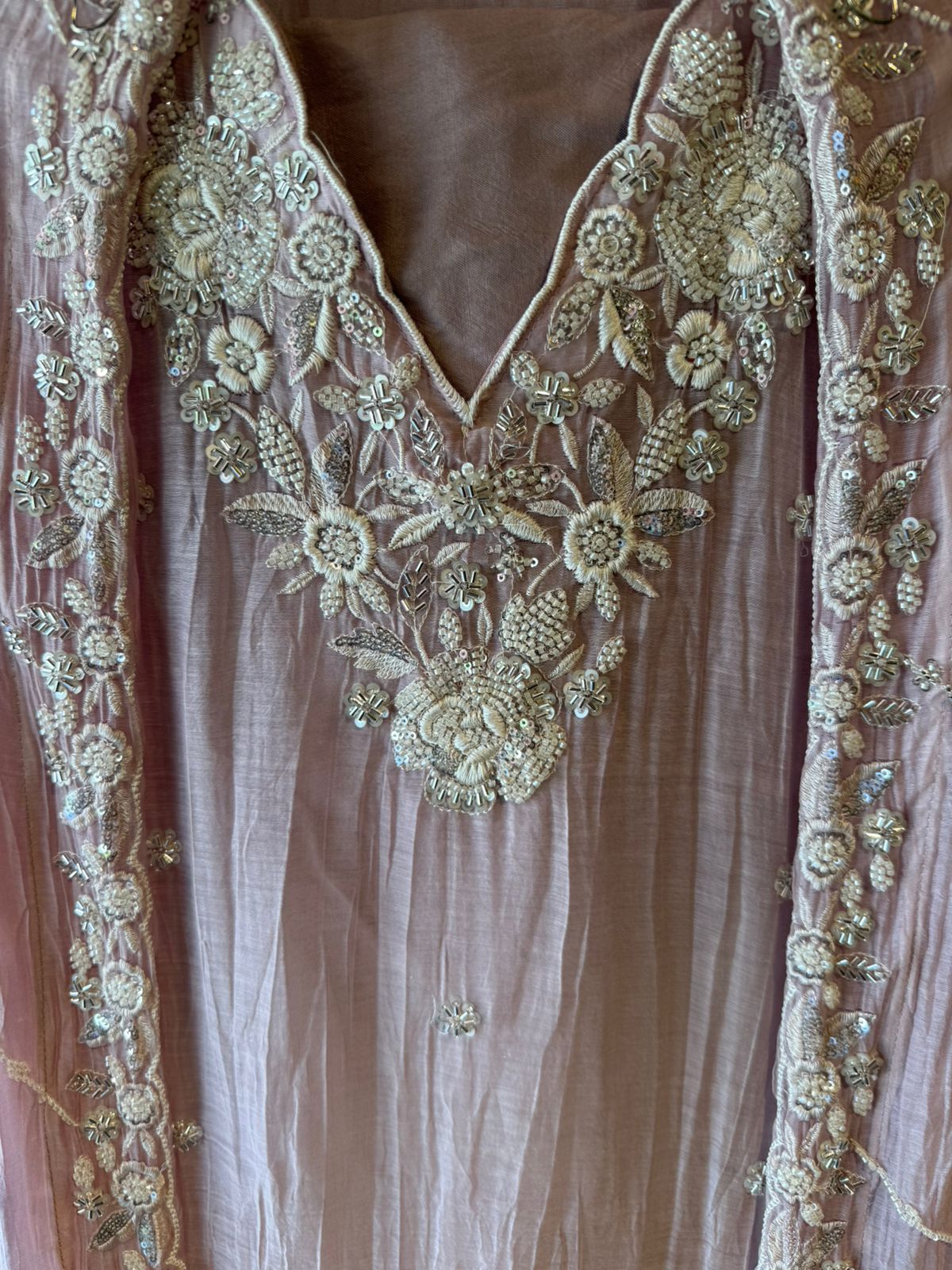 Pakistani handwork pieces On pure Mul chanderi