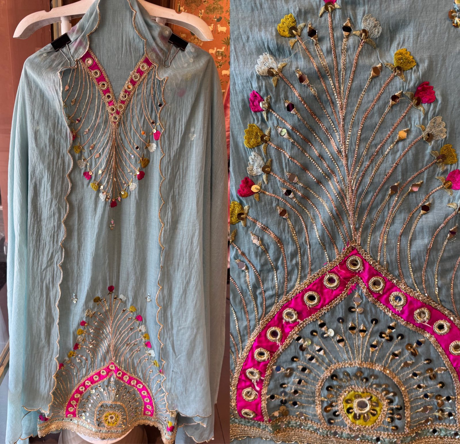Lightweight flowy Mul cotton chanderi suit