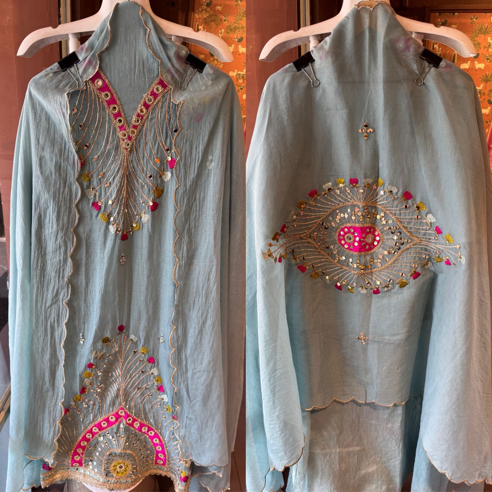 Lightweight flowy Mul cotton chanderi suit