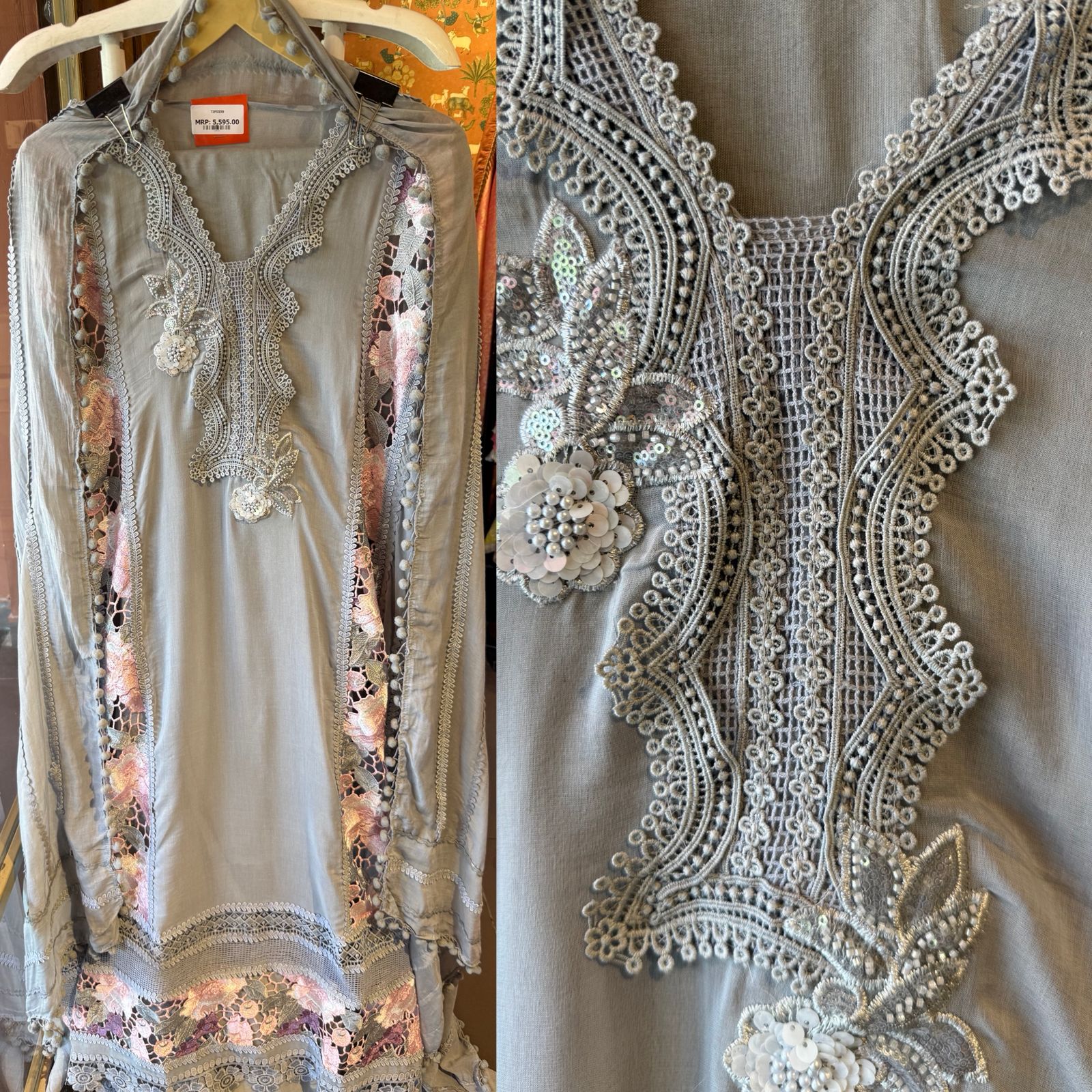 Mul cotton chanderi  unstitched suit