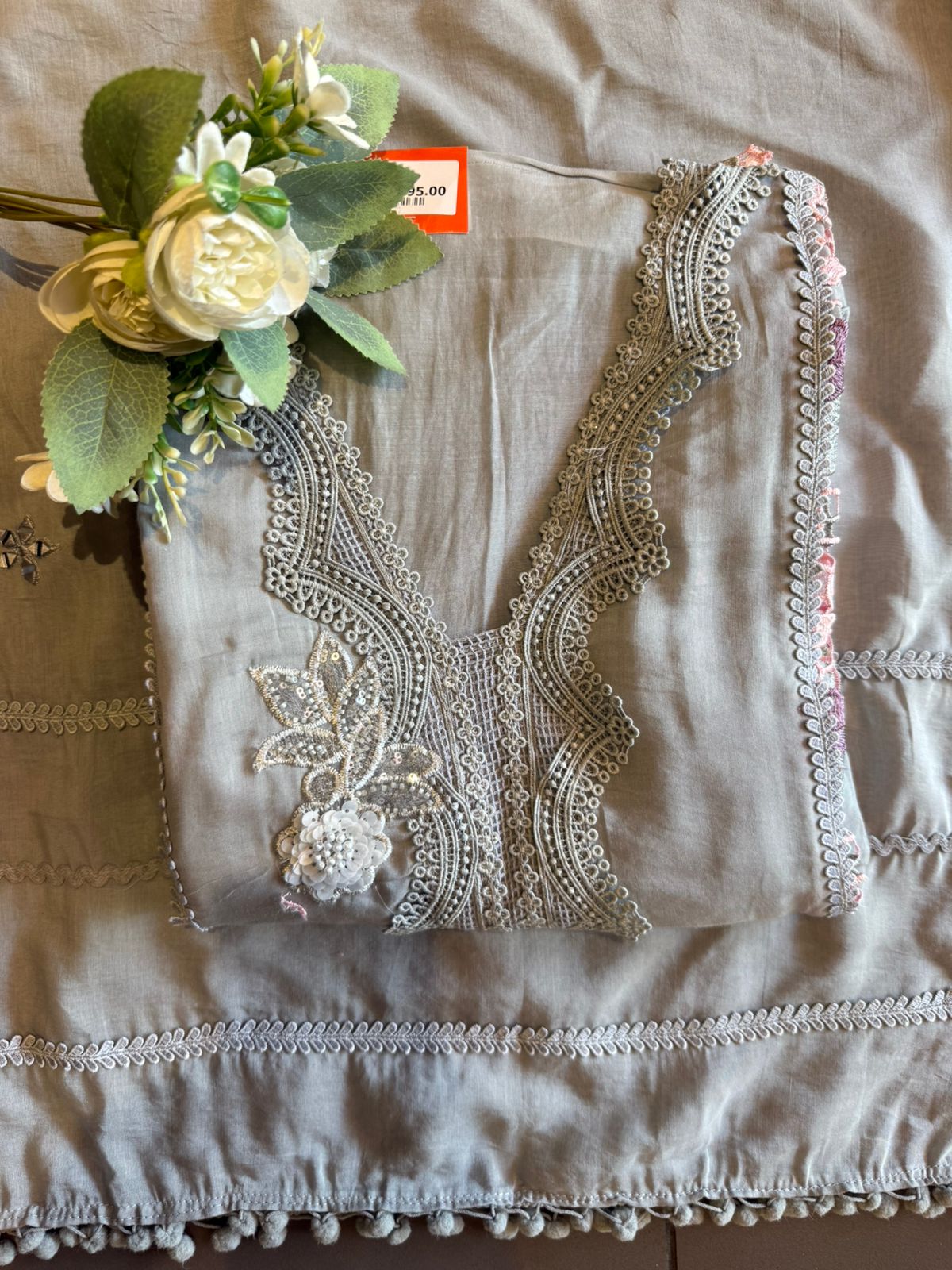 Mul cotton chanderi  unstitched suit