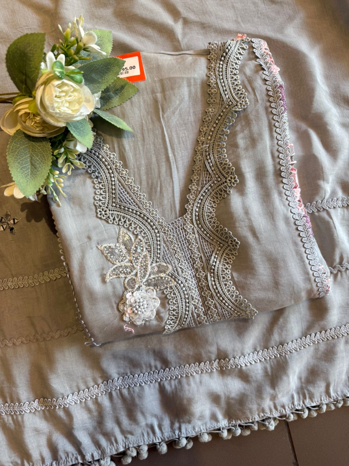 Mul cotton chanderi  unstitched suit