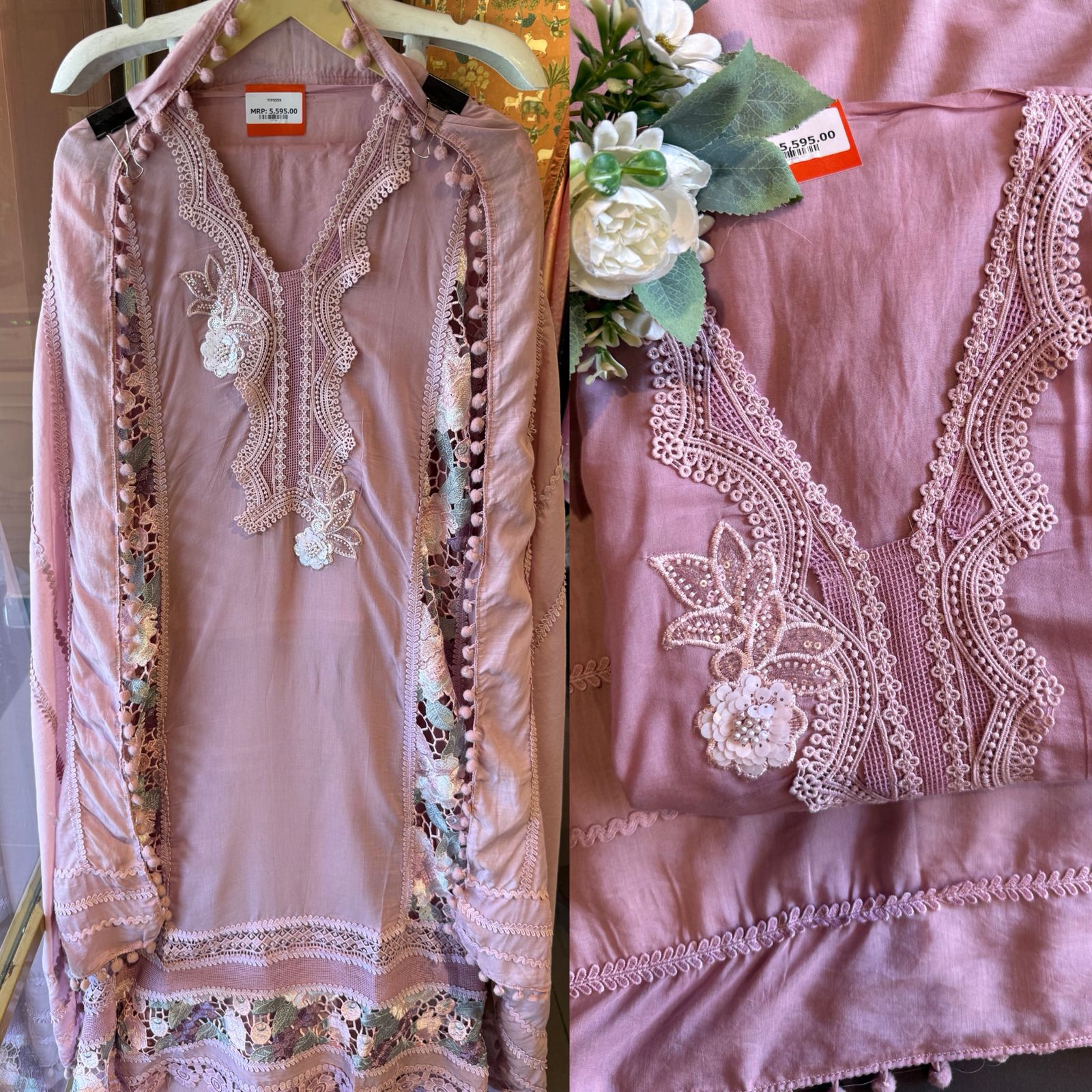 Mul cotton chanderi  unstitched suit