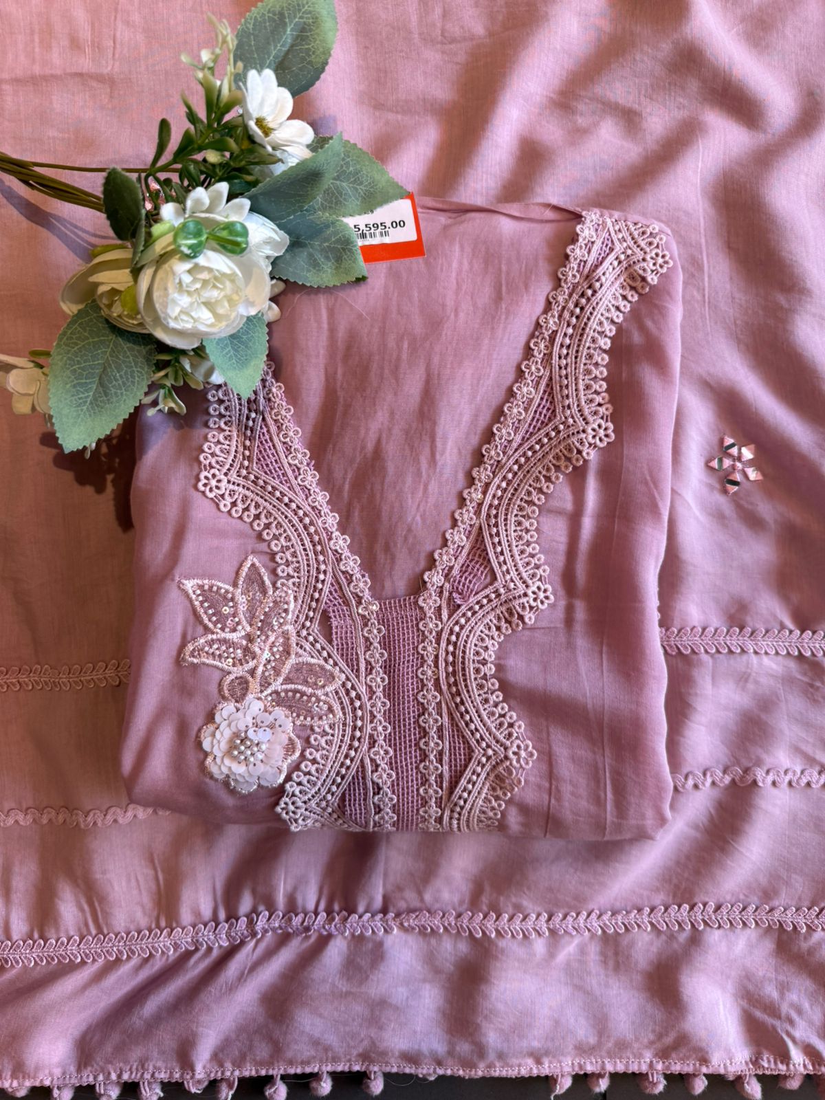 Mul cotton chanderi  unstitched suit
