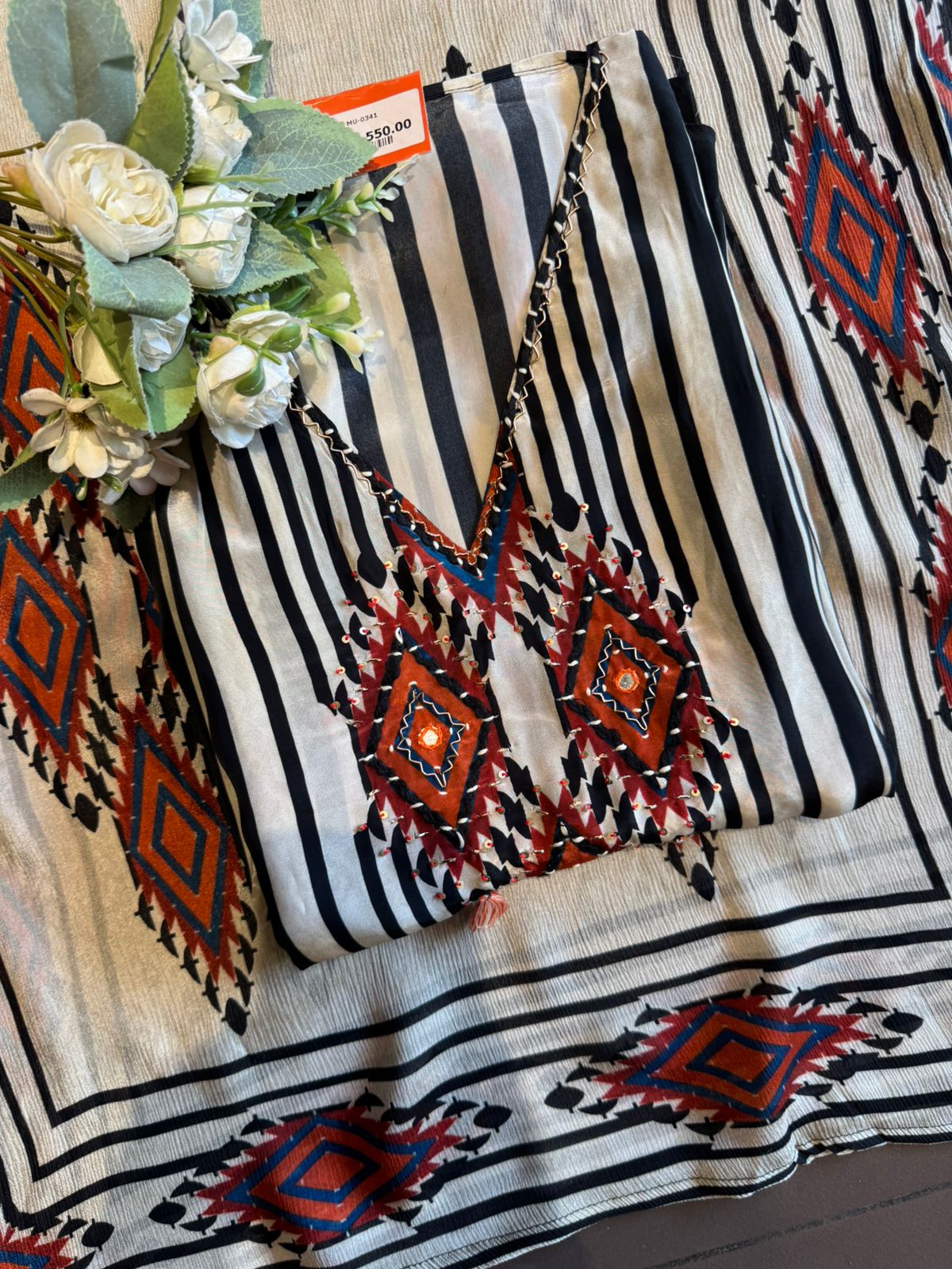 STRIPED AZTEC PRINT SUIT