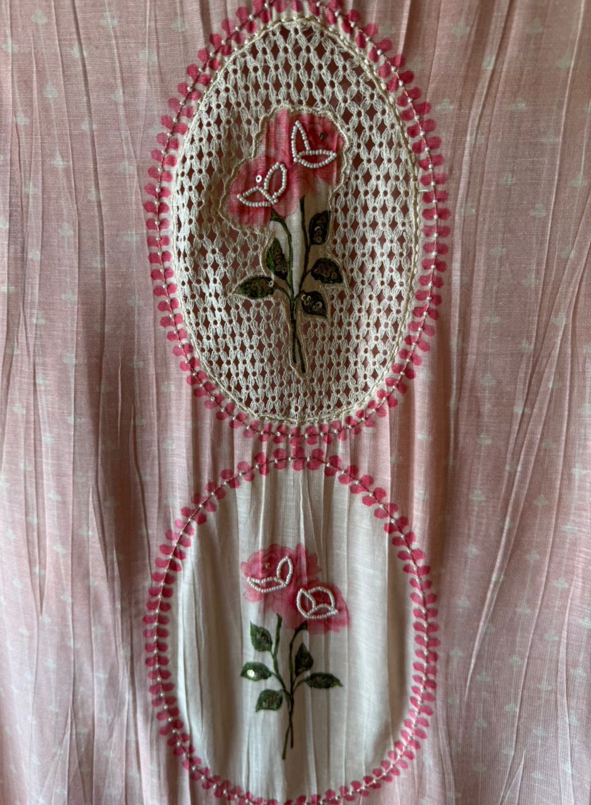 PINKY PEACH LACE DETAIL SUIT SET