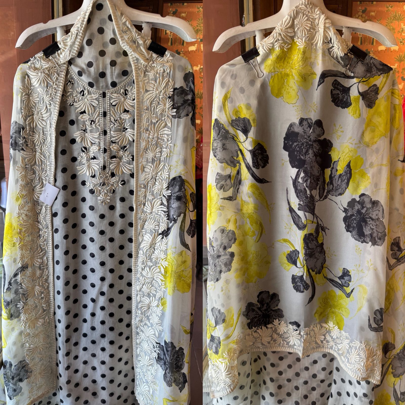 Soft flowy organza polka Printed shirt