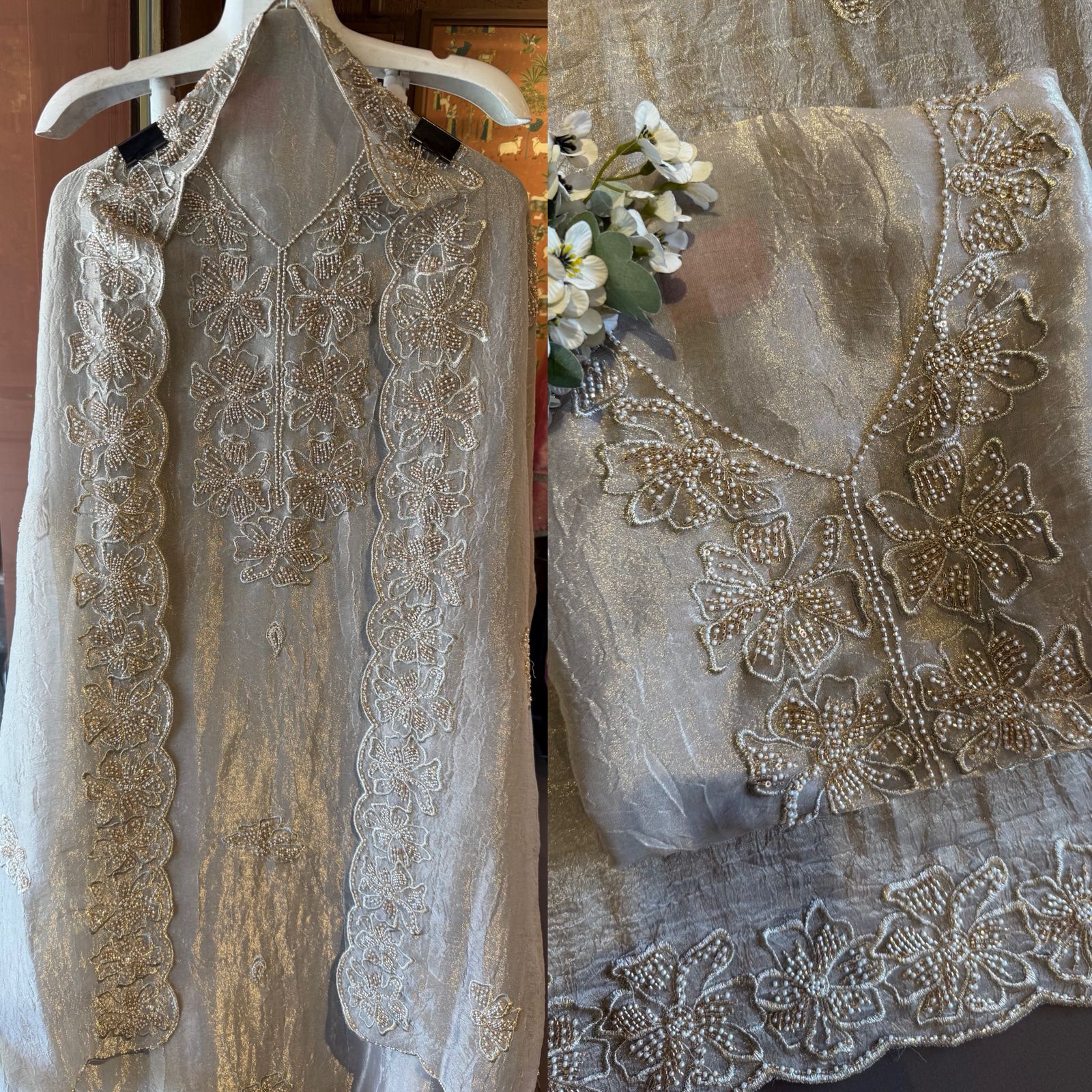 Lightweight Crinkled tissue  unstitched suit