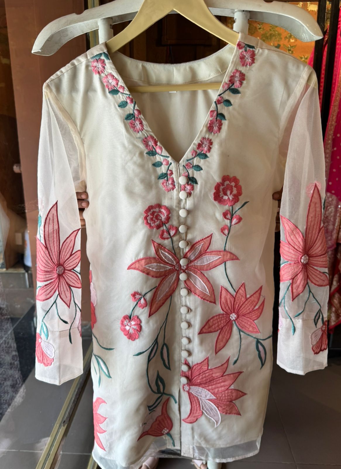 IVORY FLORAL EMBROIDERED COORD SET