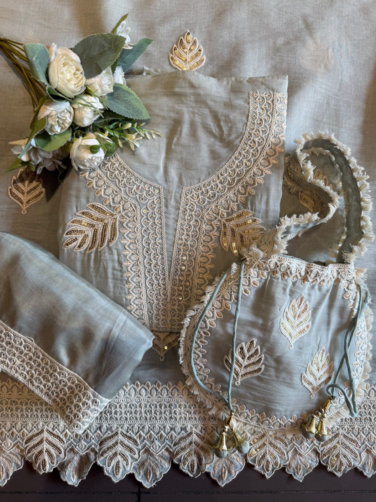 Ethnic DESIGNER SUIT SET WITH CUTWORK