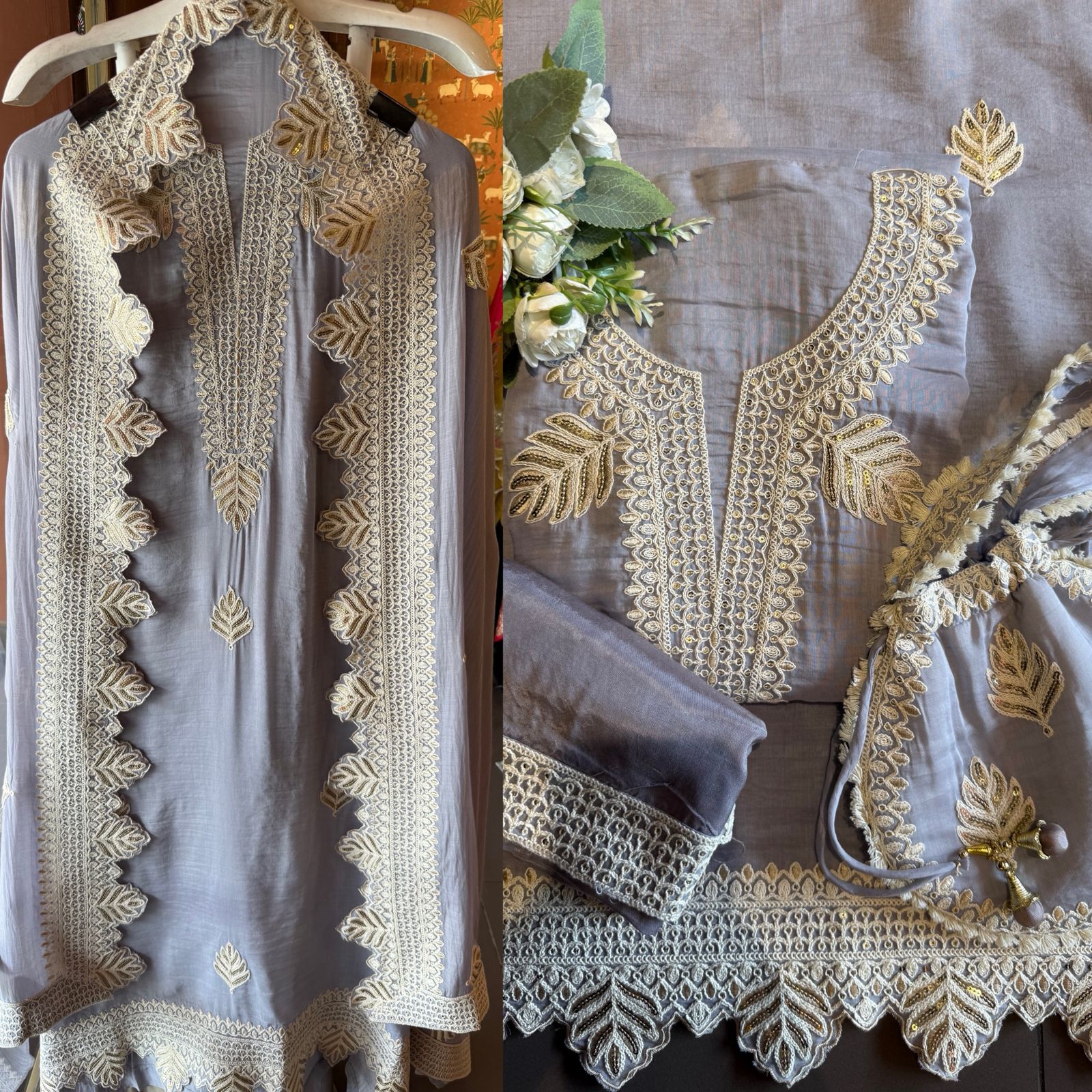 Ethnic DESIGNER SUIT SET WITH CUTWORK