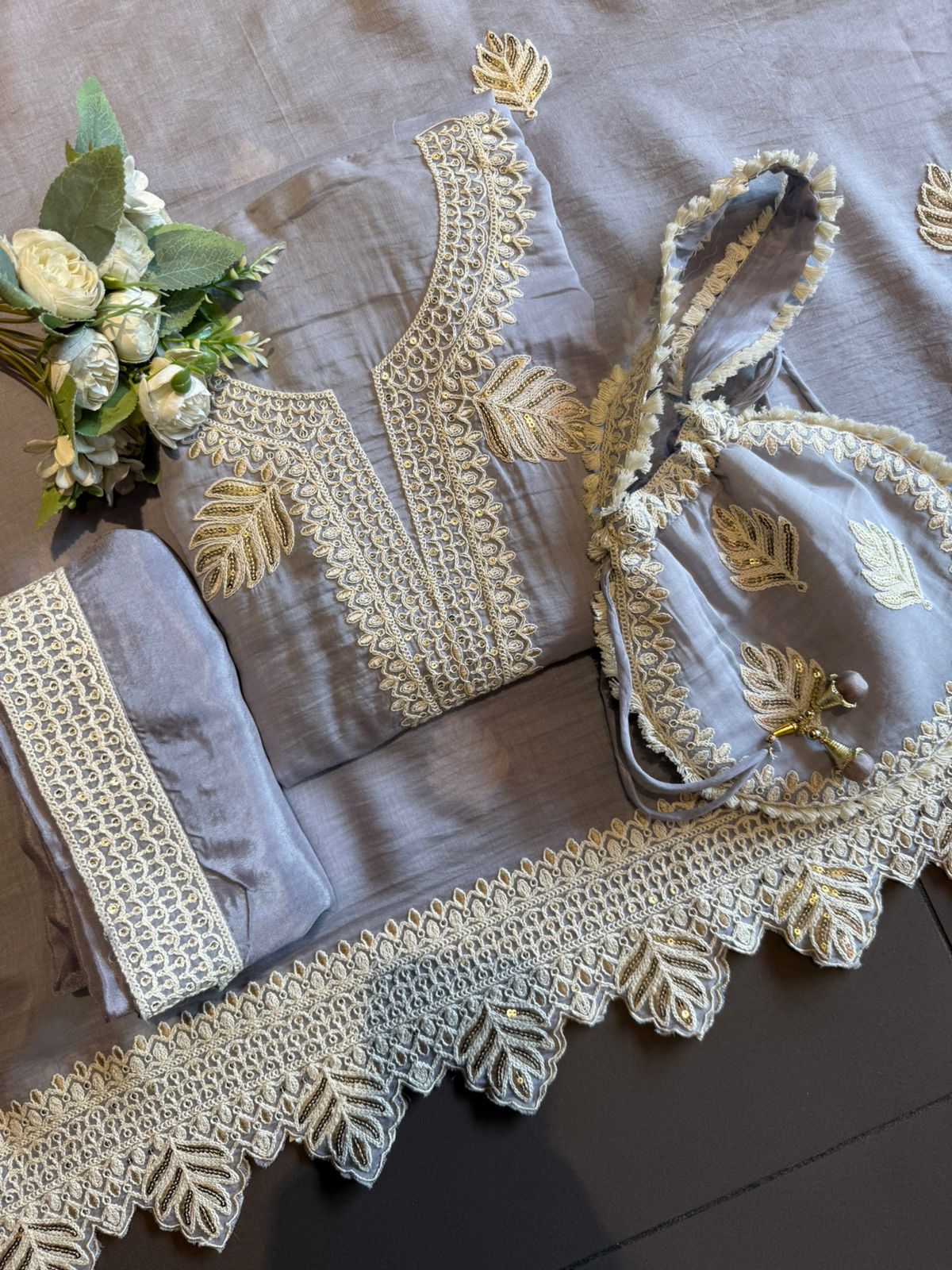 Ethnic DESIGNER SUIT SET WITH CUTWORK