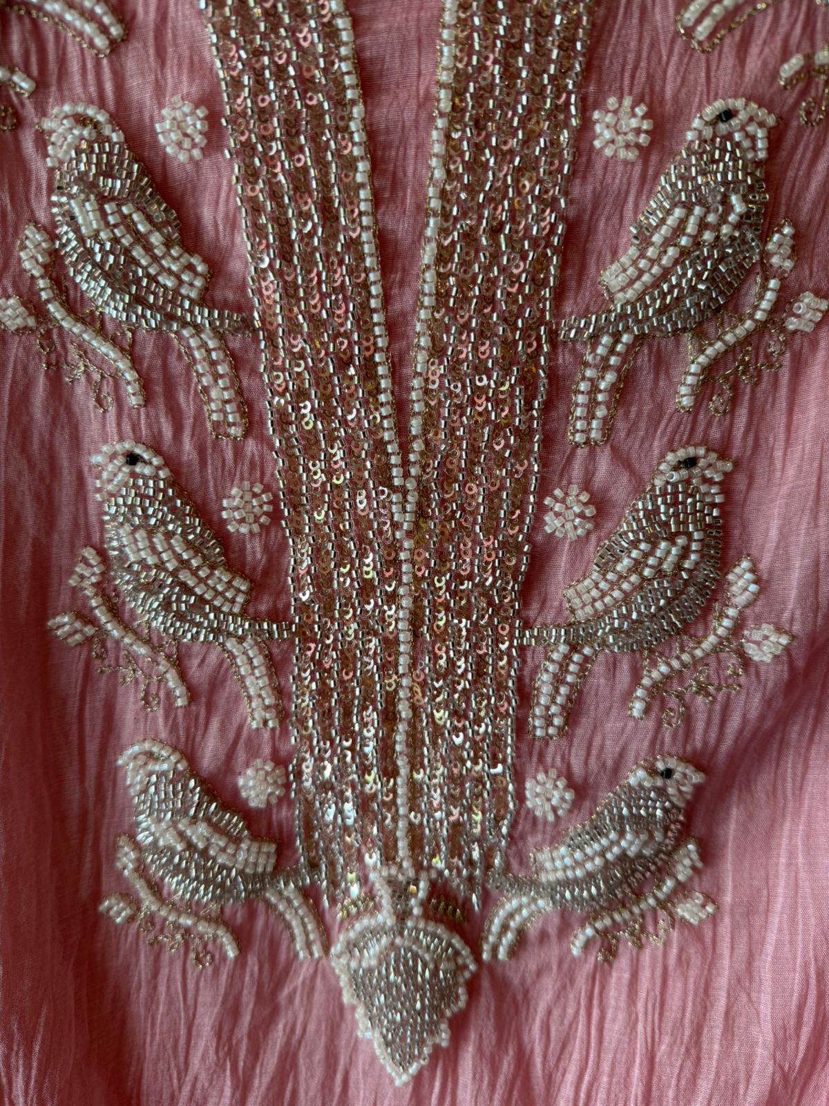 Hand Embellished Bird Unstitched suit Set