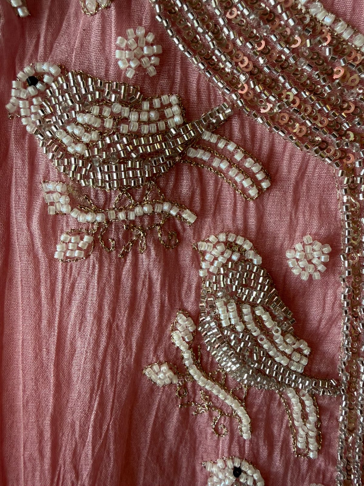 Hand Embellished Bird Unstitched suit Set