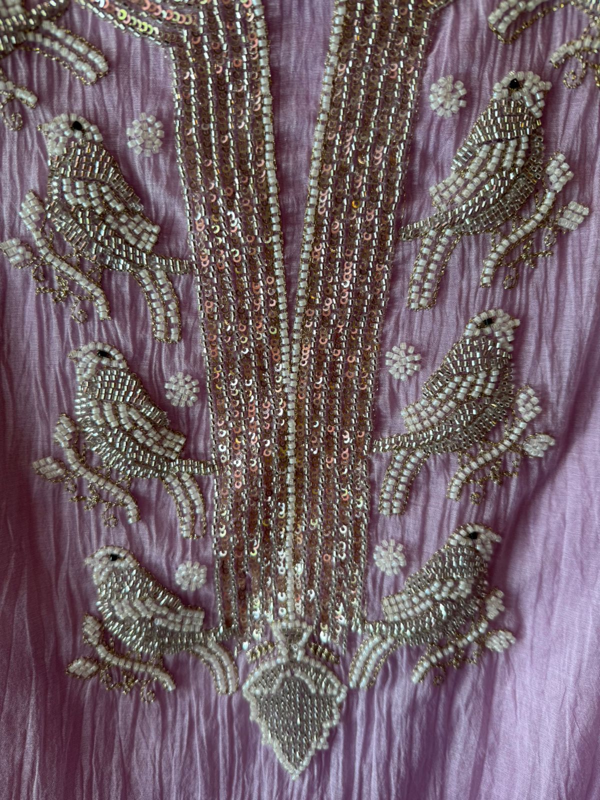 Hand Embellished Bird Unstitched suit Set