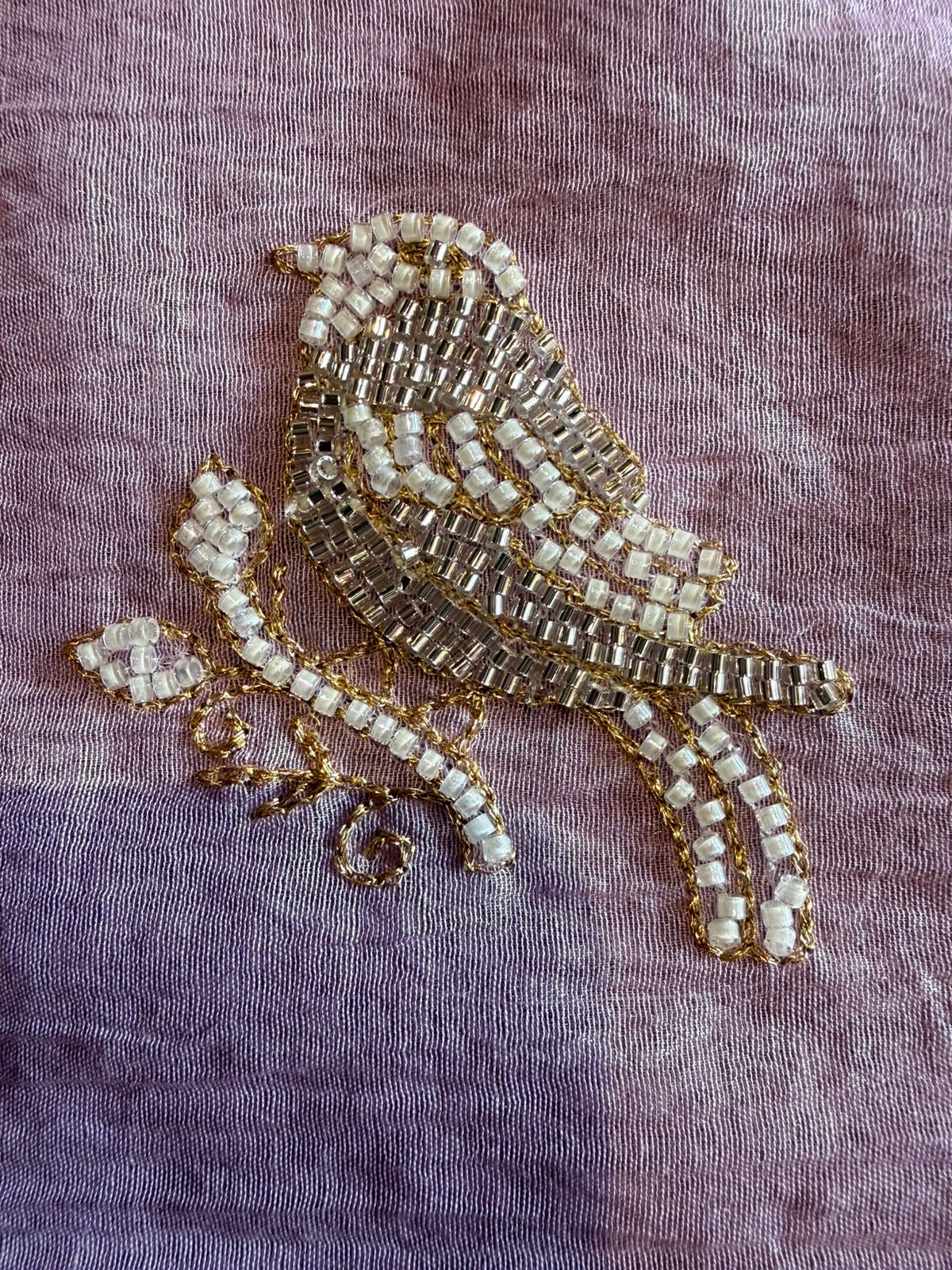Hand Embellished Bird Unstitched suit Set