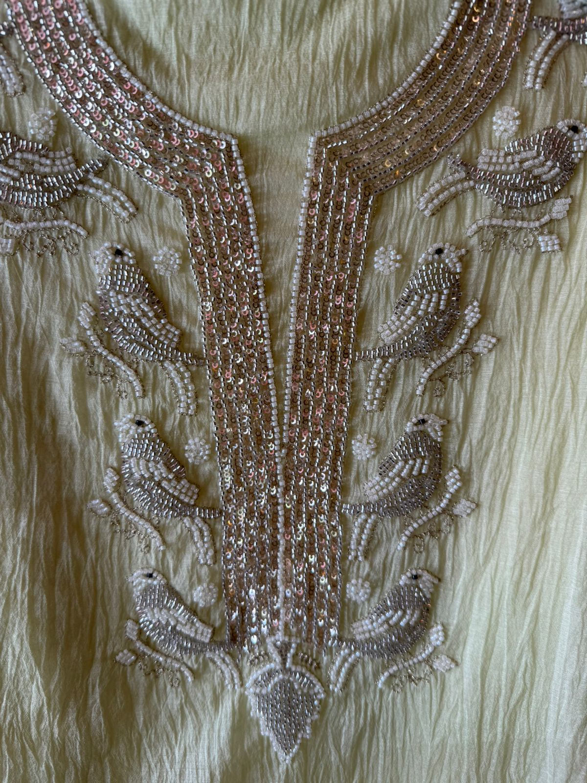 Hand Embellished Bird Unstitched suit Set