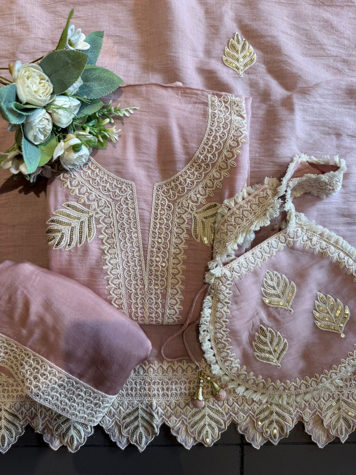 Ethnic DESIGNER SUIT SET WITH CUTWORK