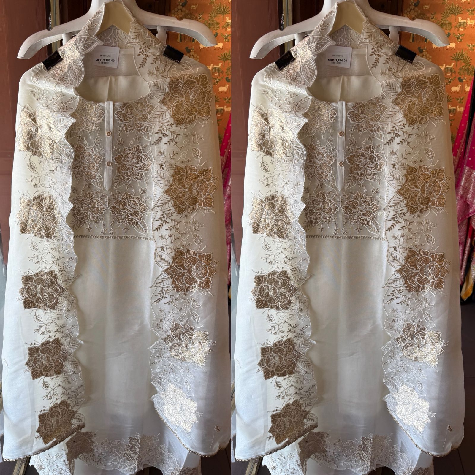 Floral Embroidered Suit with cutwork