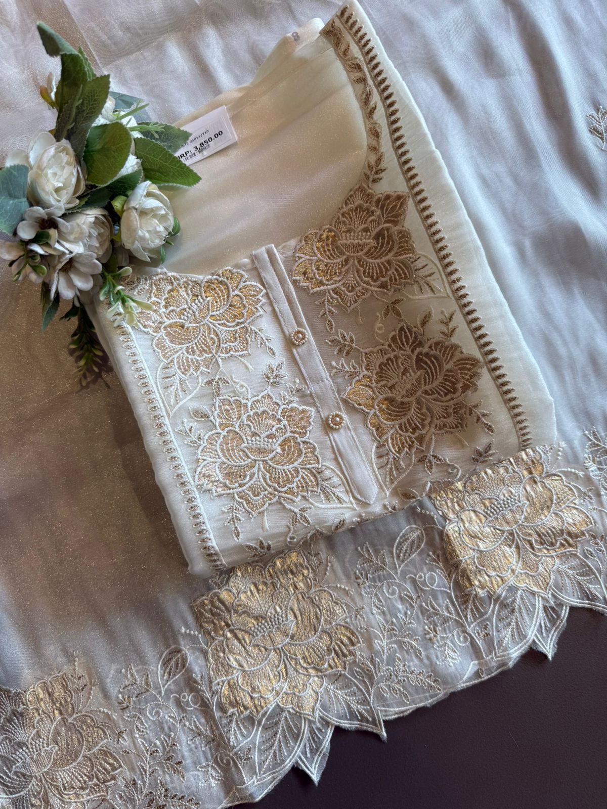 Floral Embroidered Suit with cutwork