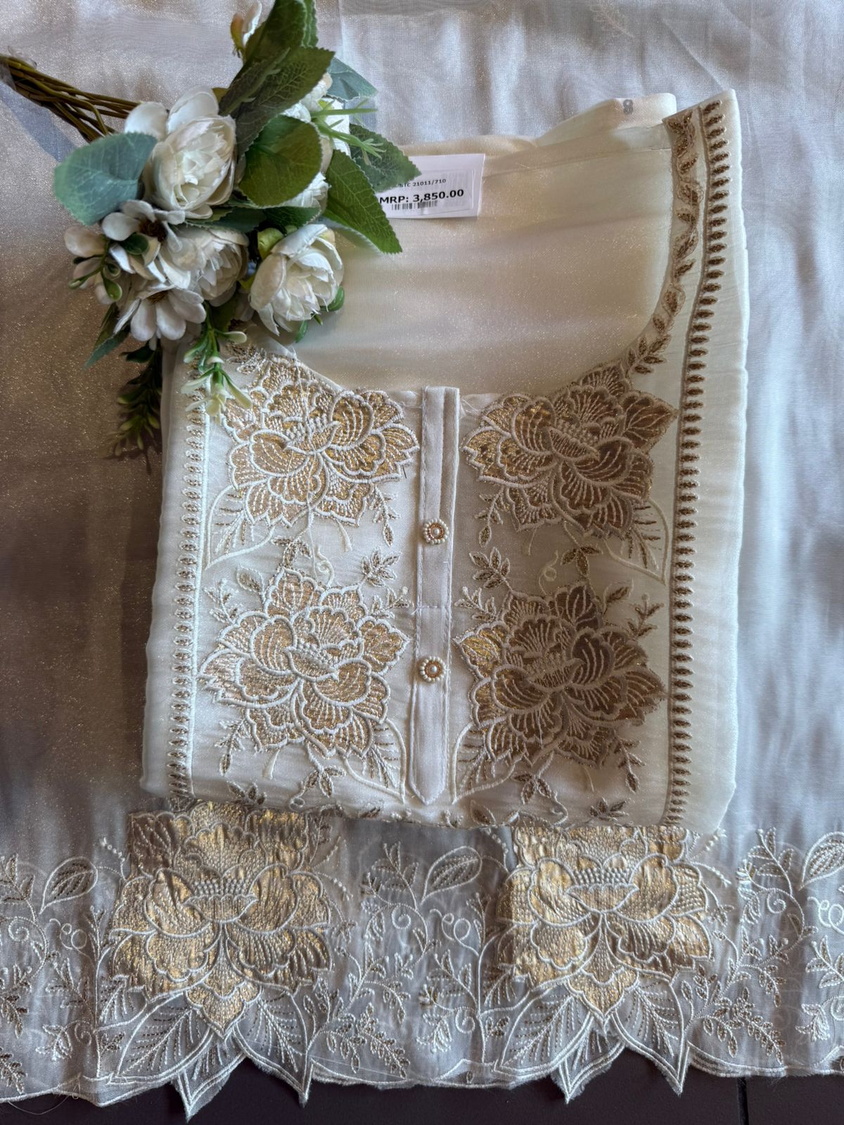 Floral Embroidered Suit with cutwork